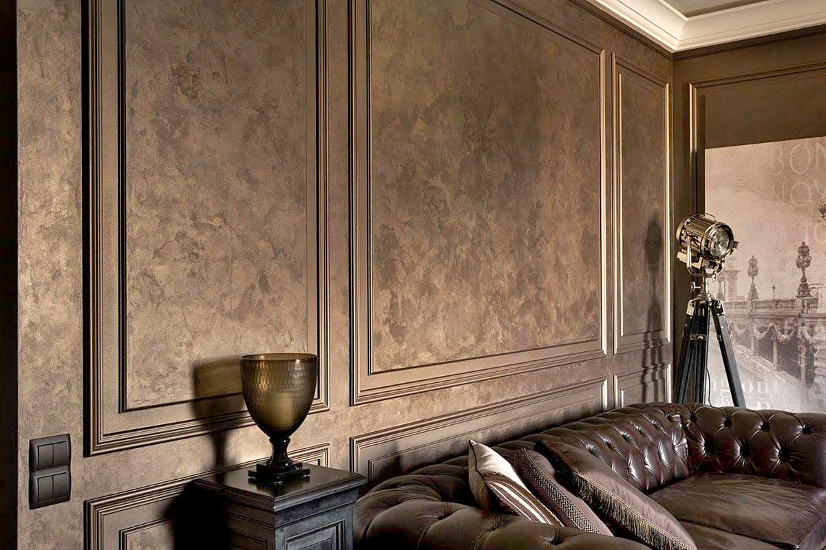 Краска мокрый шелк фото классического интерьера гостиной
